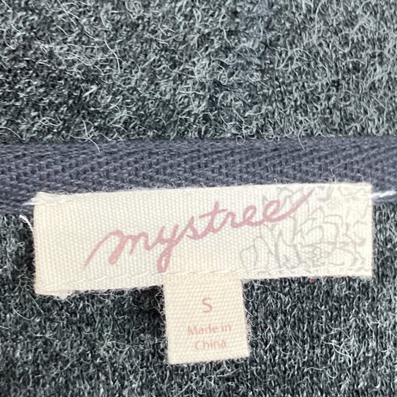 Anthropologie‎ S Mystree Gray Draped Front Velvet Burnout Back Cardigan Sweater - Picture 4 of 5